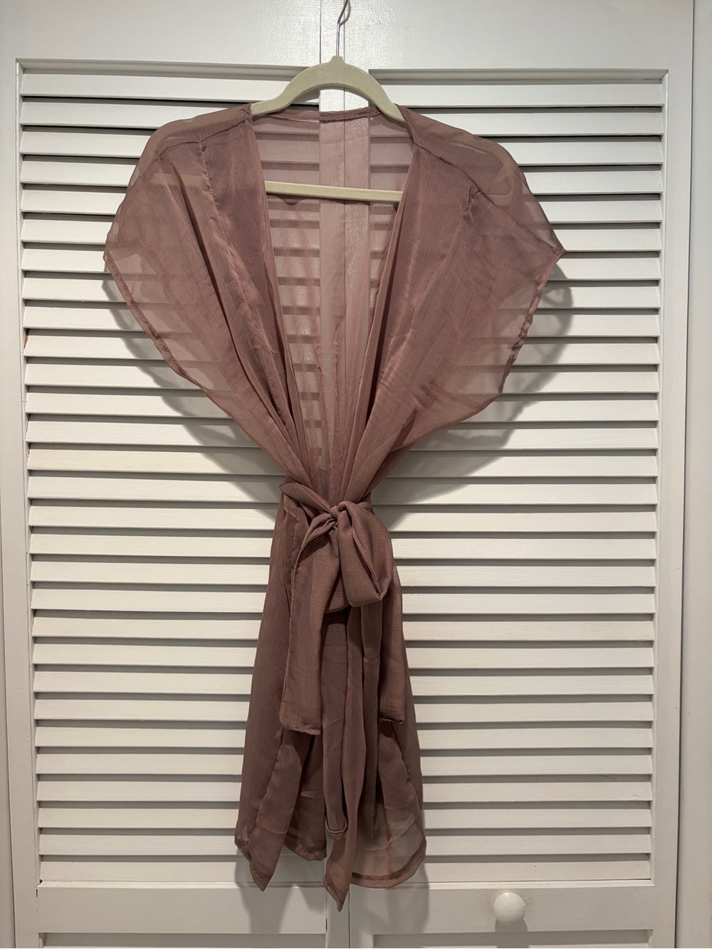 Mauve Sheer Tie-Front Kimono Cover-Up